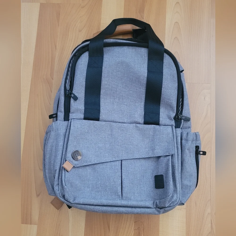 New Multi-Pocket Backpack Heather Grey Baby Diaper Bag Outdoor Hiking Quality